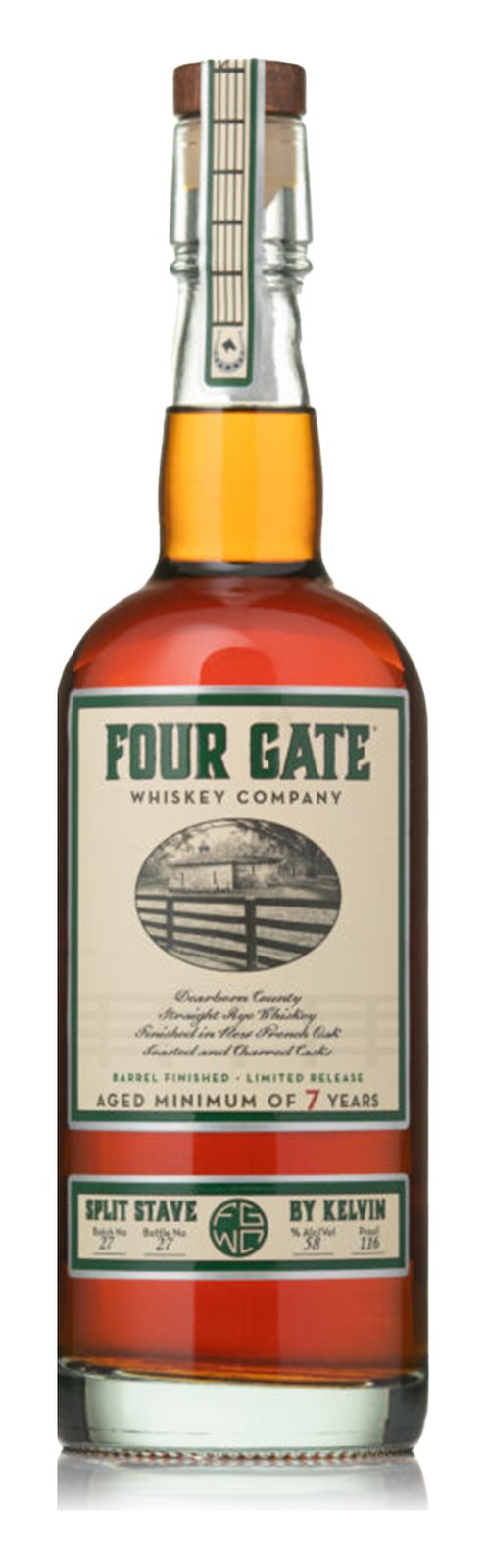 Split Stave by Kelvin French Oak Rye bottle